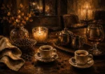 Espresso Brown & Amber After-Dinner Coffee Wall Art Canvas Print