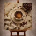 Espresso and cream Coffee Wall Art print for elegant interiors. No text or watermarks in design.