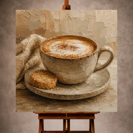 Caramel and cream Coffee Wall Art print for elegant interiors. No text or watermarks in design.