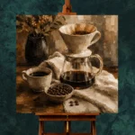 Espresso & Ivory Pour Over Coffee Wall Art Canvas Print - Image 2