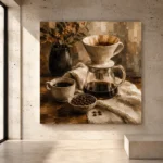Espresso & Ivory Pour Over Coffee Wall Art Canvas Print - Image 3