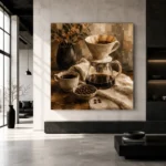 Espresso & Ivory Pour Over Coffee Wall Art Canvas Print - Image 5