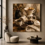 Espresso & Ivory Pour Over Coffee Wall Art Canvas Print - Image 6
