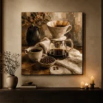 Espresso & Ivory Pour Over Coffee Wall Art Canvas Print - Image 7