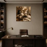 Espresso & Ivory Pour Over Coffee Wall Art Canvas Print displayed in a contemporary gallery-inspired room