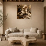 Espresso & Ivory Pour Over Coffee Wall Art Canvas Print presented in a sophisticated home setting