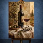 Olive Green & Burgundy Wine Olive Kitchen Wall Art Canvas Print - Image 2