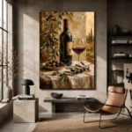 Olive Green & Burgundy Wine Olive Kitchen Wall Art Canvas Print - Image 3