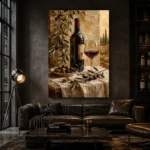 Olive Green & Burgundy Wine Olive Kitchen Wall Art Canvas Print - Image 4