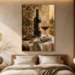 Olive Green & Burgundy Wine Olive Kitchen Wall Art Canvas Print - Image 6