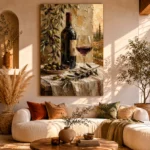 Olive Green & Burgundy Wine Olive Kitchen Wall Art Canvas Print - Image 8