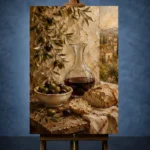 Olive & Burgundy Mediterranean Wine Olive Kitchen Wall Art Canvas Print - Image 2