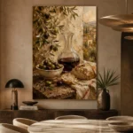 Olive & Burgundy Mediterranean Wine Olive Kitchen Wall Art Canvas Print - Image 5