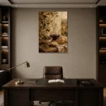 Olive & Burgundy Mediterranean Wine Olive Kitchen Wall Art Canvas Print displayed in a contemporary gallery-inspired room