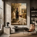 Olive Green & Burgundy Balcony Wine Olive Kitchen Wall Art Canvas Print - Image 3