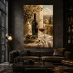 Olive Green & Burgundy Balcony Wine Olive Kitchen Wall Art Canvas Print - Image 4