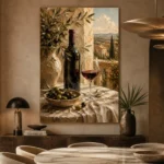 Olive Green & Burgundy Balcony Wine Olive Kitchen Wall Art Canvas Print - Image 5