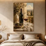 Olive Green & Burgundy Balcony Wine Olive Kitchen Wall Art Canvas Print - Image 6