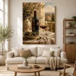 Olive Green & Burgundy Balcony Wine Olive Kitchen Wall Art Canvas Print - Image 7