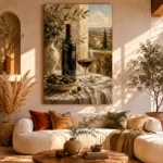 Olive Green & Burgundy Balcony Wine Olive Kitchen Wall Art Canvas Print - Image 8