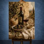 Olive, Burgundy & Sage Harvest Wine Olive Kitchen Wall Art Canvas Print - Image 2