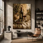 Olive, Burgundy & Sage Harvest Wine Olive Kitchen Wall Art Canvas Print - Image 3