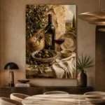 Olive, Burgundy & Sage Harvest Wine Olive Kitchen Wall Art Canvas Print - Image 5