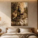 Olive, Burgundy & Sage Harvest Wine Olive Kitchen Wall Art Canvas Print - Image 6