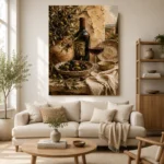 Olive, Burgundy & Sage Harvest Wine Olive Kitchen Wall Art Canvas Print - Image 7