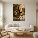 Olive, Burgundy & Sage Harvest Wine Olive Kitchen Wall Art Canvas Print styled in a refined neutral interior