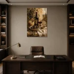 Olive, Burgundy & Sage Harvest Wine Olive Kitchen Wall Art Canvas Print displayed in a contemporary gallery-inspired room