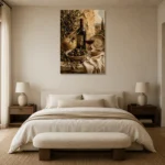 Olive, Burgundy & Sage Harvest Wine Olive Kitchen Wall Art Canvas Print showcased in an elegant minimalist interior