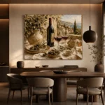 Olive Green & Burgundy Sunlit Wine Olive Kitchen Wall Art Canvas Print - Image 4