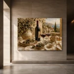 Olive Green & Burgundy Sunlit Wine Olive Kitchen Wall Art Canvas Print - Image 5