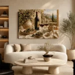 Olive Green & Burgundy Sunlit Wine Olive Kitchen Wall Art Canvas Print - Image 6