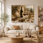Olive Green & Burgundy Sunlit Wine Olive Kitchen Wall Art Canvas Print - Image 7