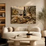 Olive, Burgundy & Sage Aperitivo Wine Olive Kitchen Wall Art Canvas Print - Image 6