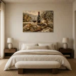 Olive, Burgundy & Sage Aperitivo Wine Olive Kitchen Wall Art Canvas Print showcased in an elegant minimalist interior