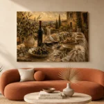 Deep Burgundy & Olive Green Countryside Wine Olive Kitchen Wall Art Canvas Print - Image 3