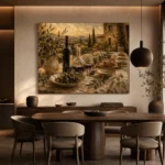 Deep Burgundy & Olive Green Countryside Wine Olive Kitchen Wall Art Canvas Print - Image 4