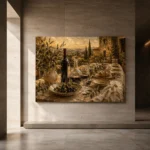 Deep Burgundy & Olive Green Countryside Wine Olive Kitchen Wall Art Canvas Print - Image 5