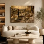 Deep Burgundy & Olive Green Countryside Wine Olive Kitchen Wall Art Canvas Print - Image 6