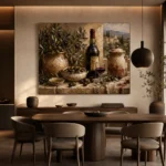 Olive Green & Burgundy Stone Counter Wine Olive Kitchen Wall Art Canvas Print - Image 4