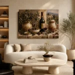Olive Green & Burgundy Stone Counter Wine Olive Kitchen Wall Art Canvas Print - Image 6