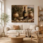 Olive Green & Burgundy Stone Counter Wine Olive Kitchen Wall Art Canvas Print - Image 7