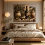 Olive Green & Burgundy Stone Counter Wine Olive Kitchen Wall Art Canvas Print - Image 8