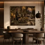 Burgundy, Olive & Antique Gold Supper Wine Olive Kitchen Wall Art Canvas Print - Image 4