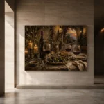 Burgundy, Olive & Antique Gold Supper Wine Olive Kitchen Wall Art Canvas Print - Image 5