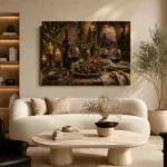 Burgundy, Olive & Antique Gold Supper Wine Olive Kitchen Wall Art Canvas Print - Image 6