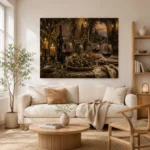 Burgundy, Olive & Antique Gold Supper Wine Olive Kitchen Wall Art Canvas Print - Image 7